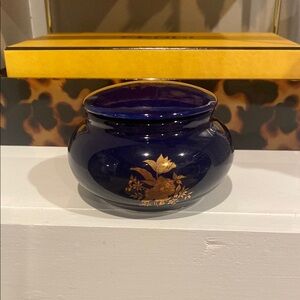 Vintage Elegant Blue and Gold Decorative Vase mini Japanese style jar